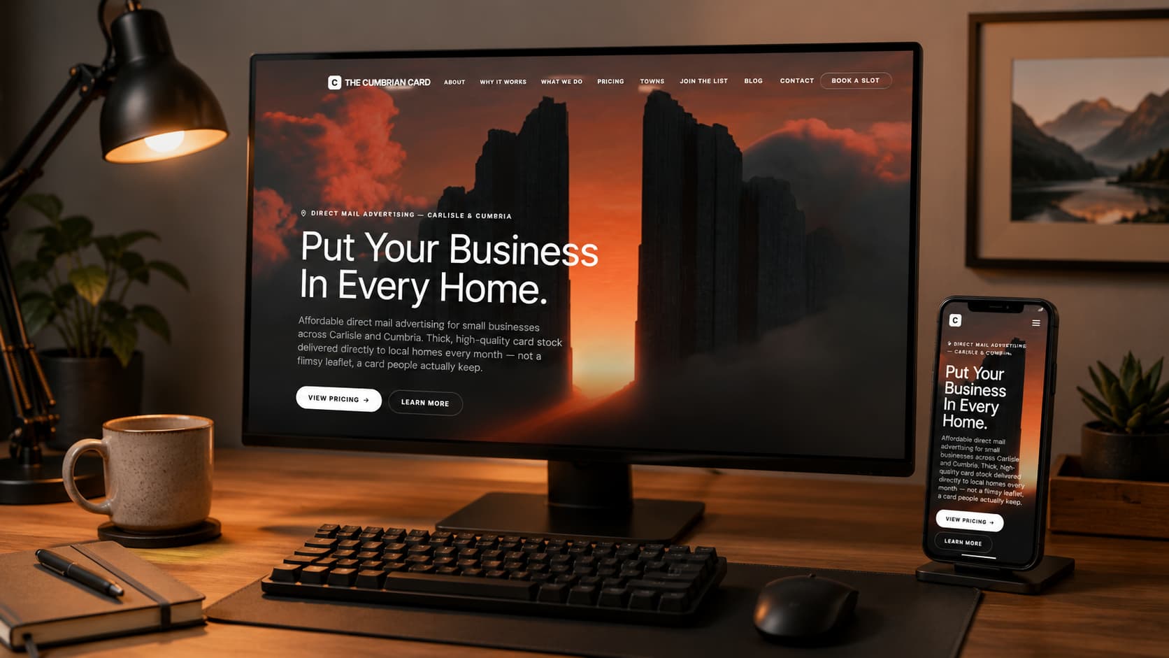 The Cumbrian Card website on desktop and mobile